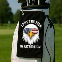 I Put The Tism In Patriotism Patriotic Eagle American Golf Towel thumb 2