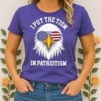 I Put The Tism In Patriotism Patriotic Eagle American Women's T-Shirt thumb 2