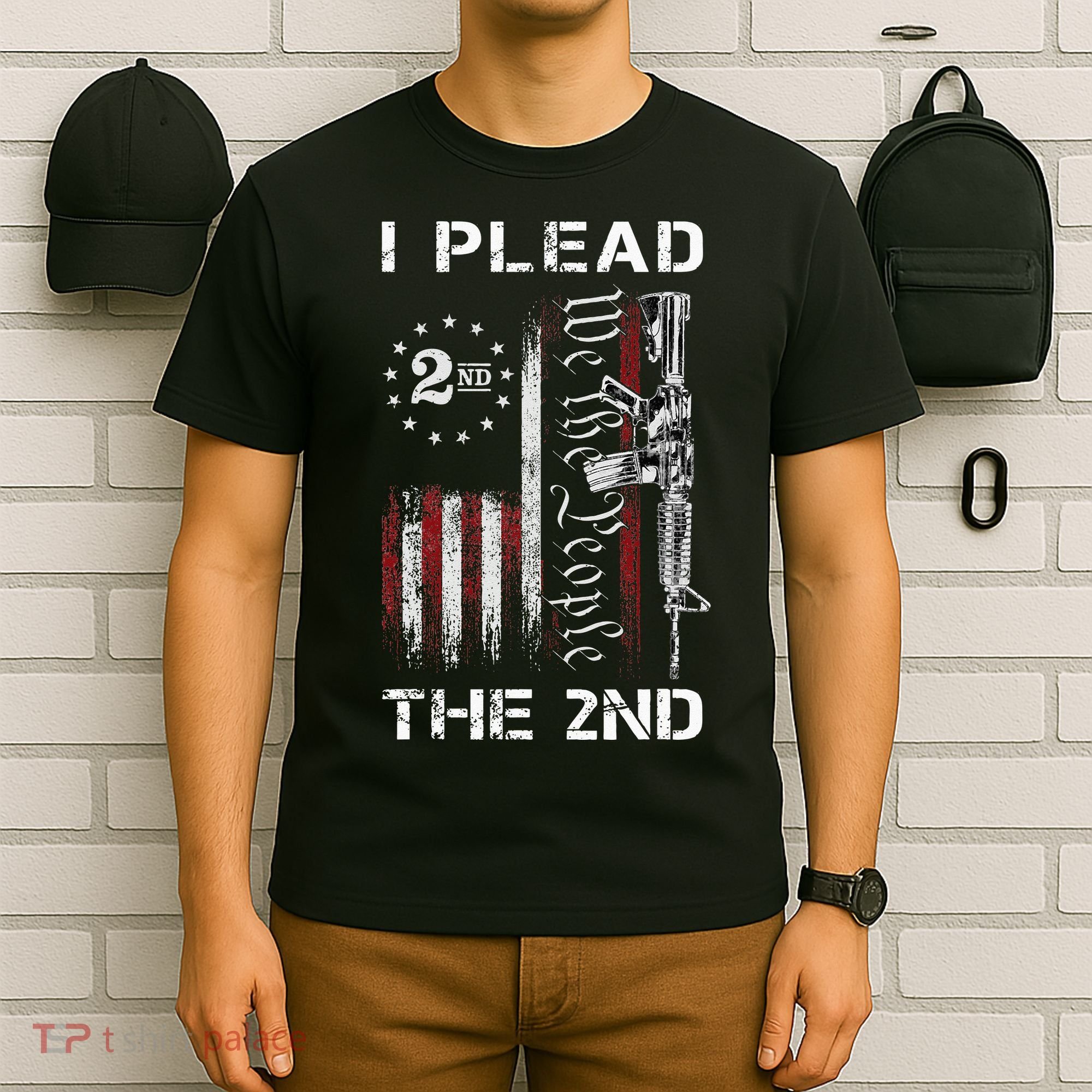 I Plead The 2nd We The People USA Flag AR 15 Rifle T-Shirt