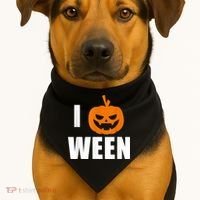 I Pumpkin Ween Funny Halloween Joke Quote USA-Made Doggie Bandana thumb 1