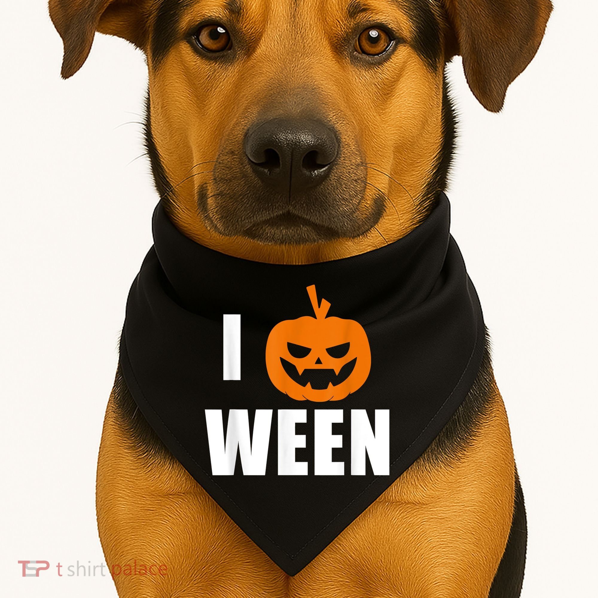 I Pumpkin Ween Funny Halloween Joke Quote USA-Made Doggie Bandana