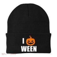 I Pumpkin Ween Funny Halloween Joke Quote Beanie thumb 0