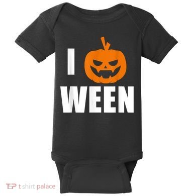I Pumpkin Ween Funny Halloween Joke Quote Baby Bodysuit
