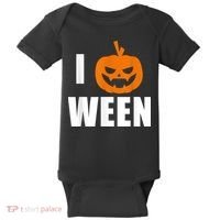 I Pumpkin Ween Funny Halloween Joke Quote Baby Bodysuit thumb 0