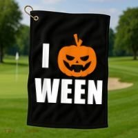 I Pumpkin Ween Funny Halloween Joke Quote Golf Towel thumb 1