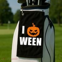 I Pumpkin Ween Funny Halloween Joke Quote Golf Towel thumb 2
