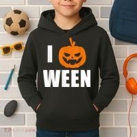 I Pumpkin Ween Funny Halloween Joke Quote Kids Hoodie thumb 2