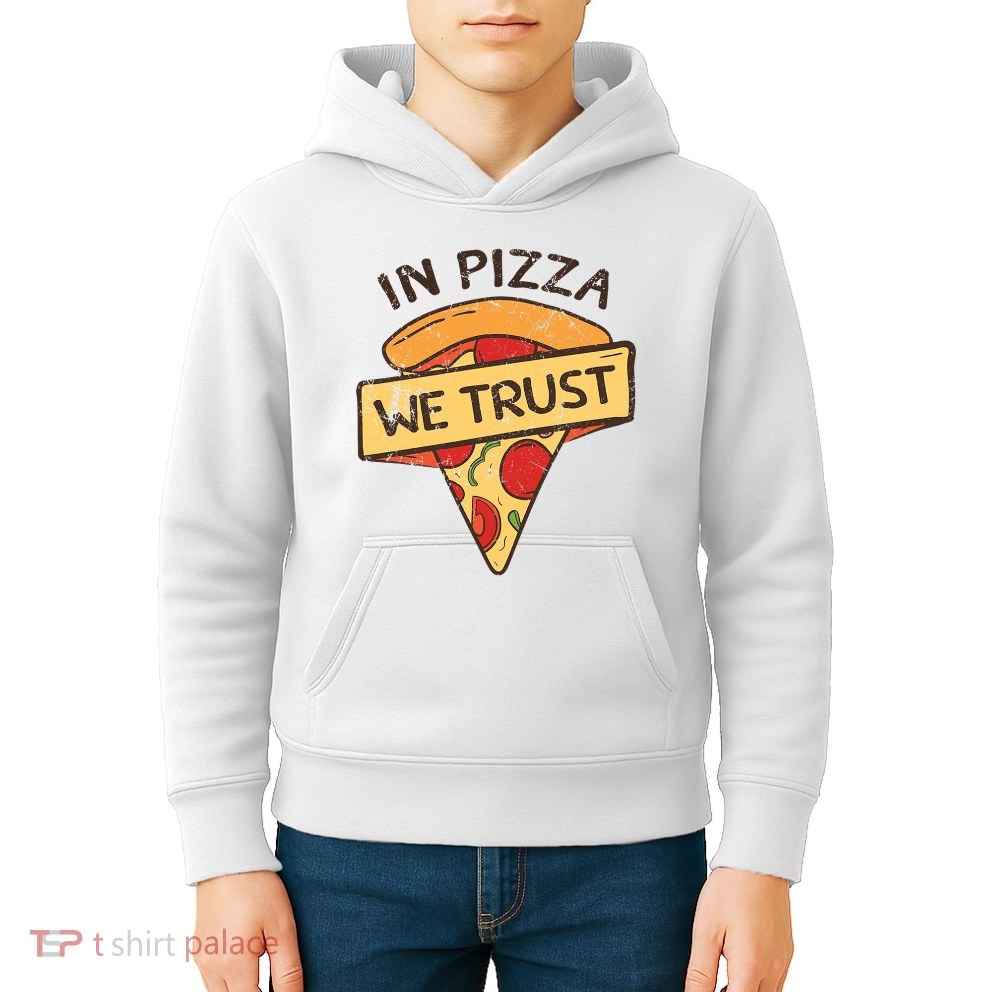 In Pizza We Trust Pizza Lover Kids Hoodie