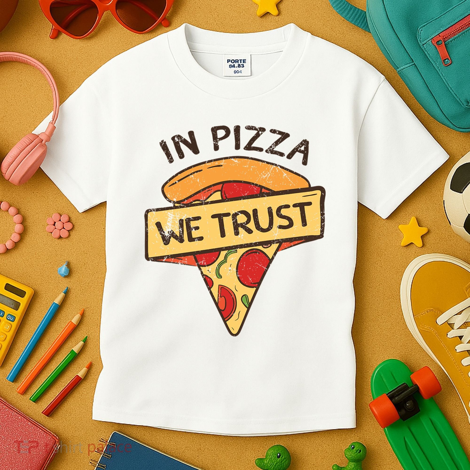 In Pizza We Trust Pizza Lover Kids T-Shirt