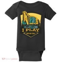 I Play With Big Tools Excavator Baby Bodysuit thumb 0