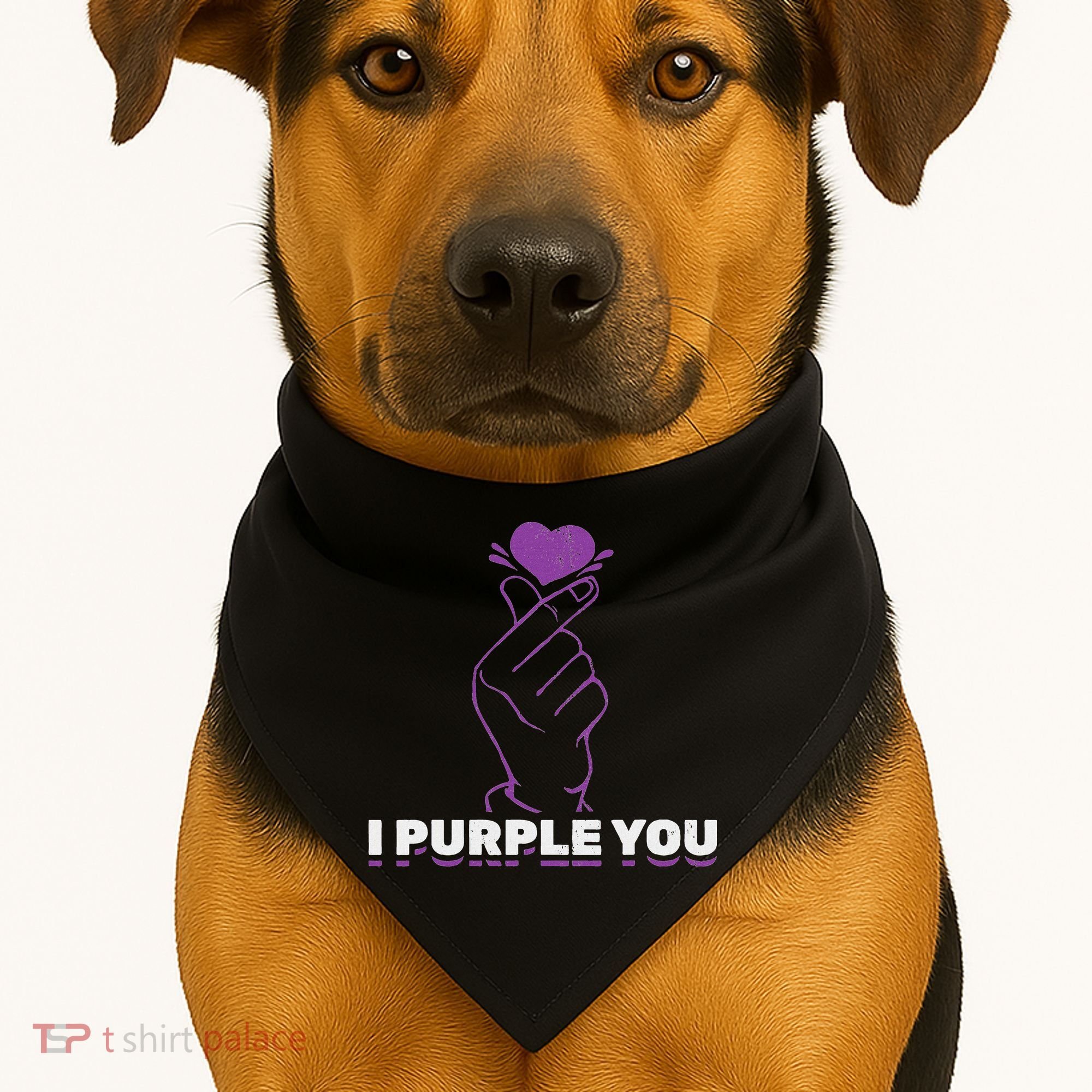 I Purple You Kdrama Korean Hand Symbol Kpop USA-Made Doggie Bandana