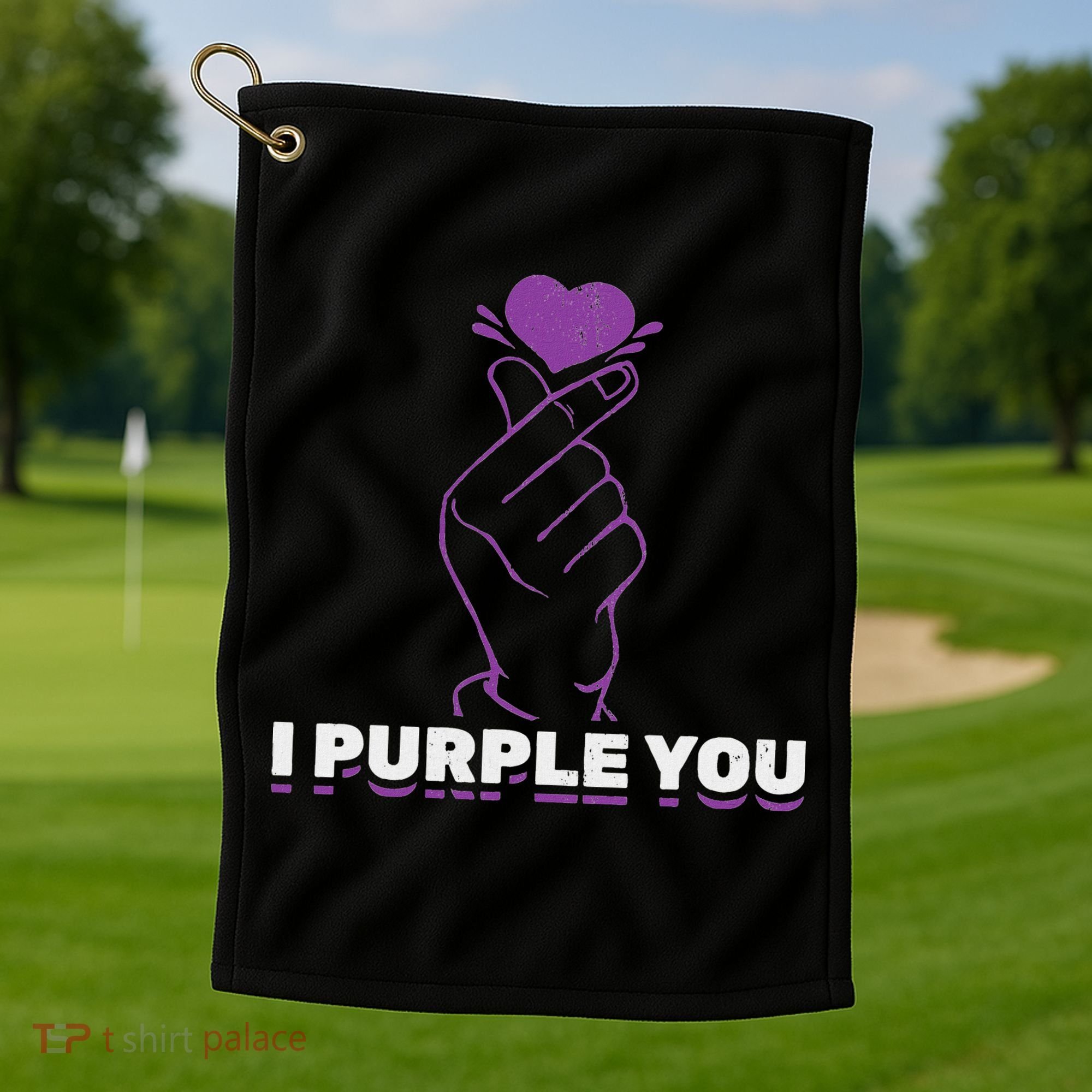 I Purple You Kdrama Korean Hand Symbol Kpop Golf Towel
