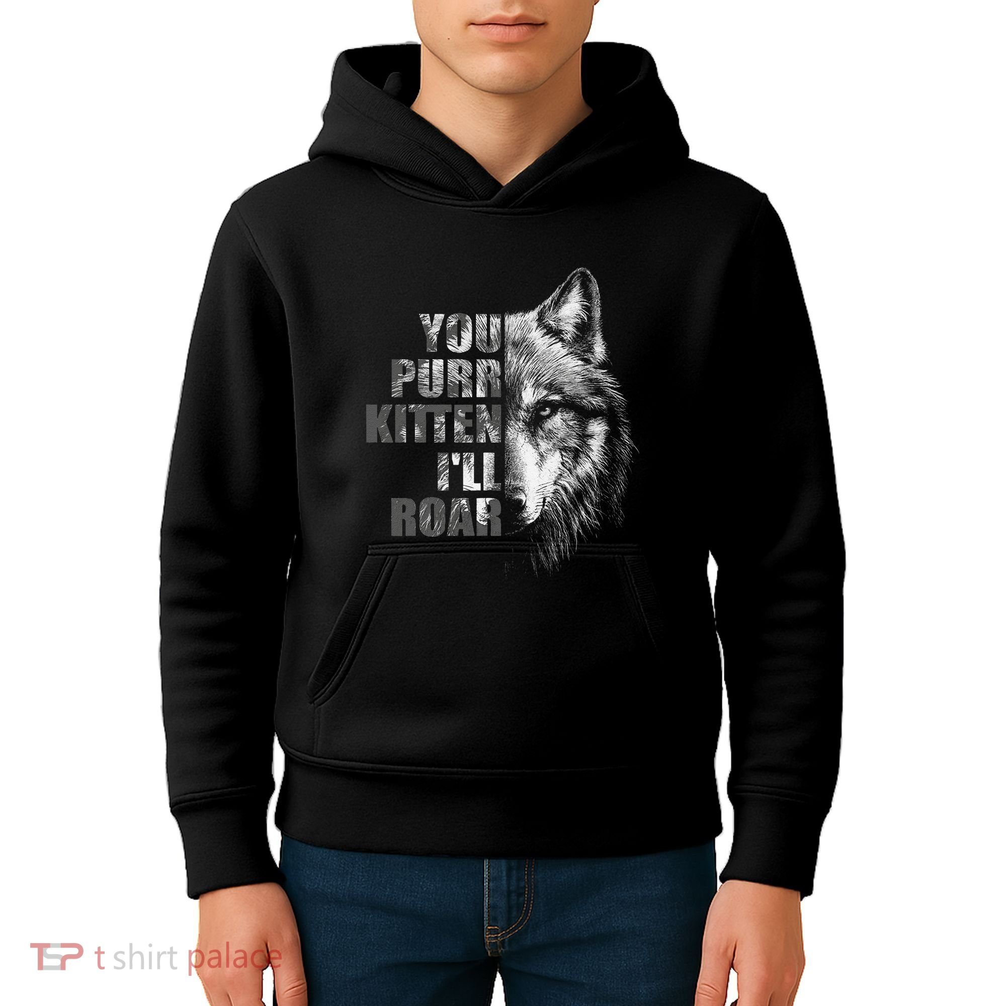ILl Protect You Kitten No Matter What Funny Alpha Wolf Meme Kids Hoodie