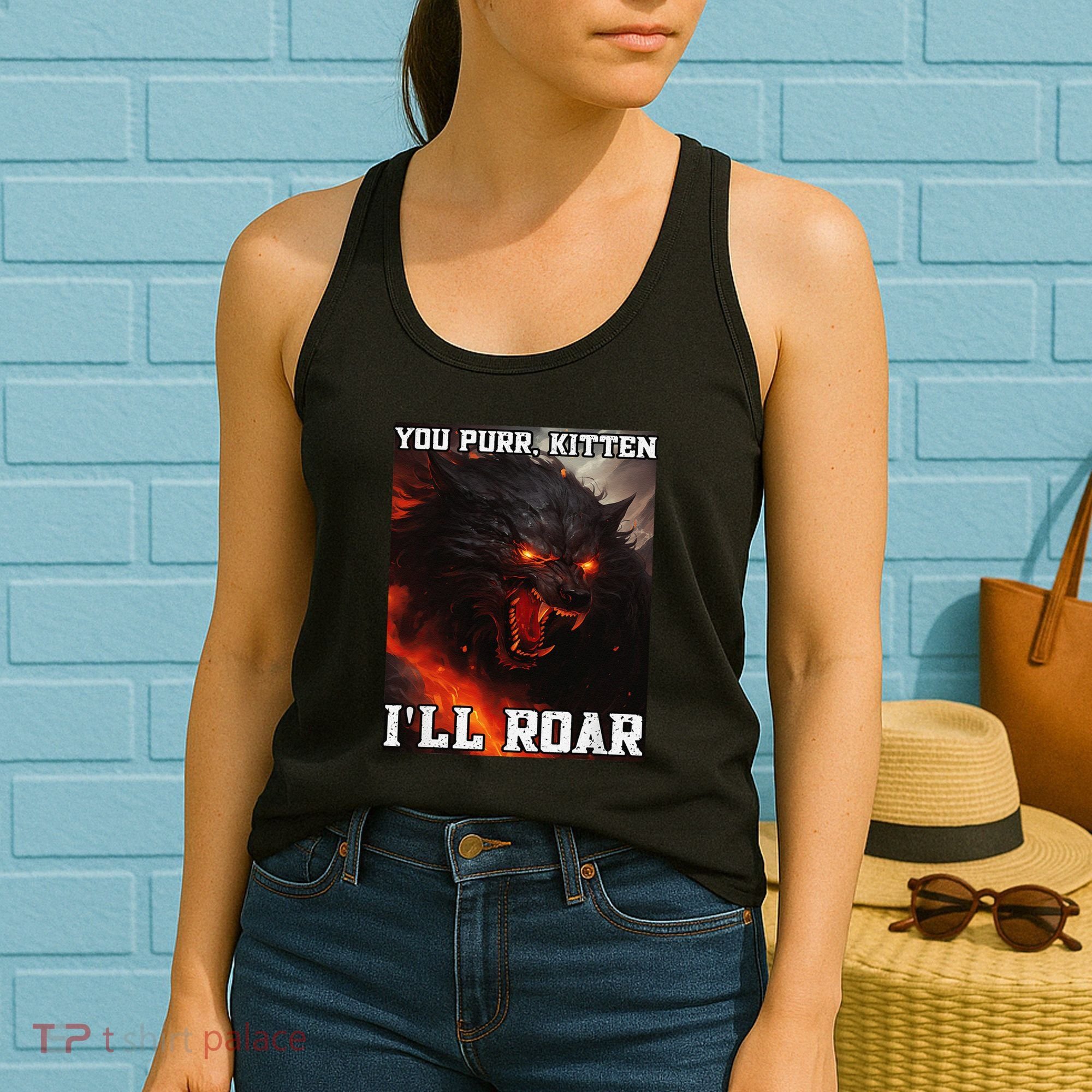 ILl Protect You Kitten No Matter What Funny Alpha Wolf Meme Women's Tank Top
