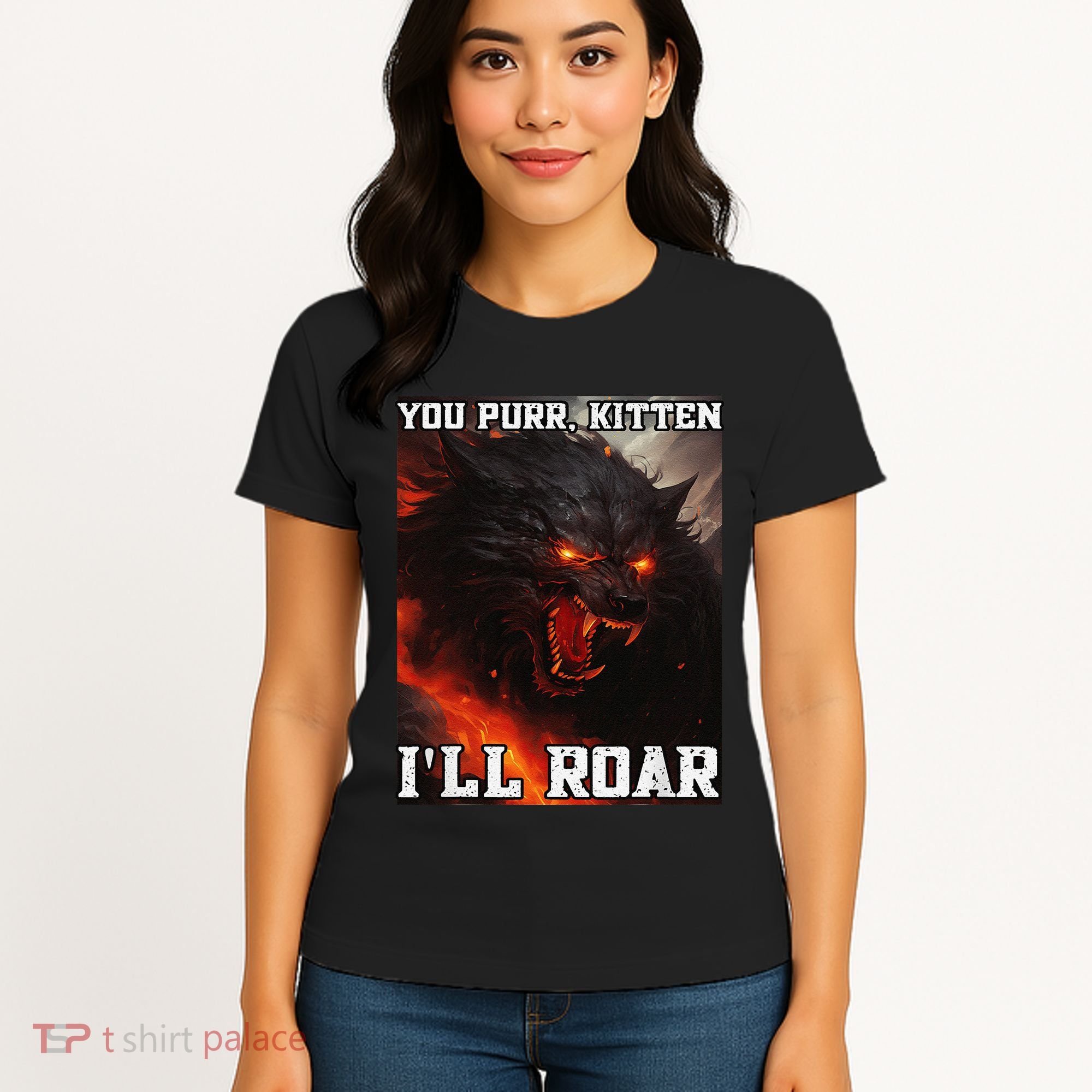 ILl Protect You Kitten No Matter What Funny Alpha Wolf Meme Women's T-Shirt