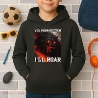 ILl Protect You Kitten No Matter What Funny Alpha Wolf Meme Kids Hoodie thumb 2