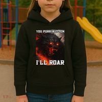 ILl Protect You Kitten No Matter What Funny Alpha Wolf Meme Kids Hoodie thumb 3