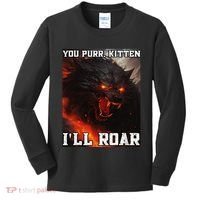 ILl Protect You Kitten No Matter What Funny Alpha Wolf Meme Kids Long Sleeve Shirt thumb 0