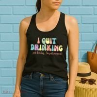 I Quit Drinking Just Kidding I'm Pregnant Funny Women's Tank Top thumb 2