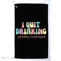 I Quit Drinking Just Kidding I'm Pregnant Funny Golf Towel thumb 0