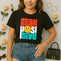 Inspirational Quote Stay Positive Yellow Smily Face Comfort Colors Boxy T-Shirt thumb 2