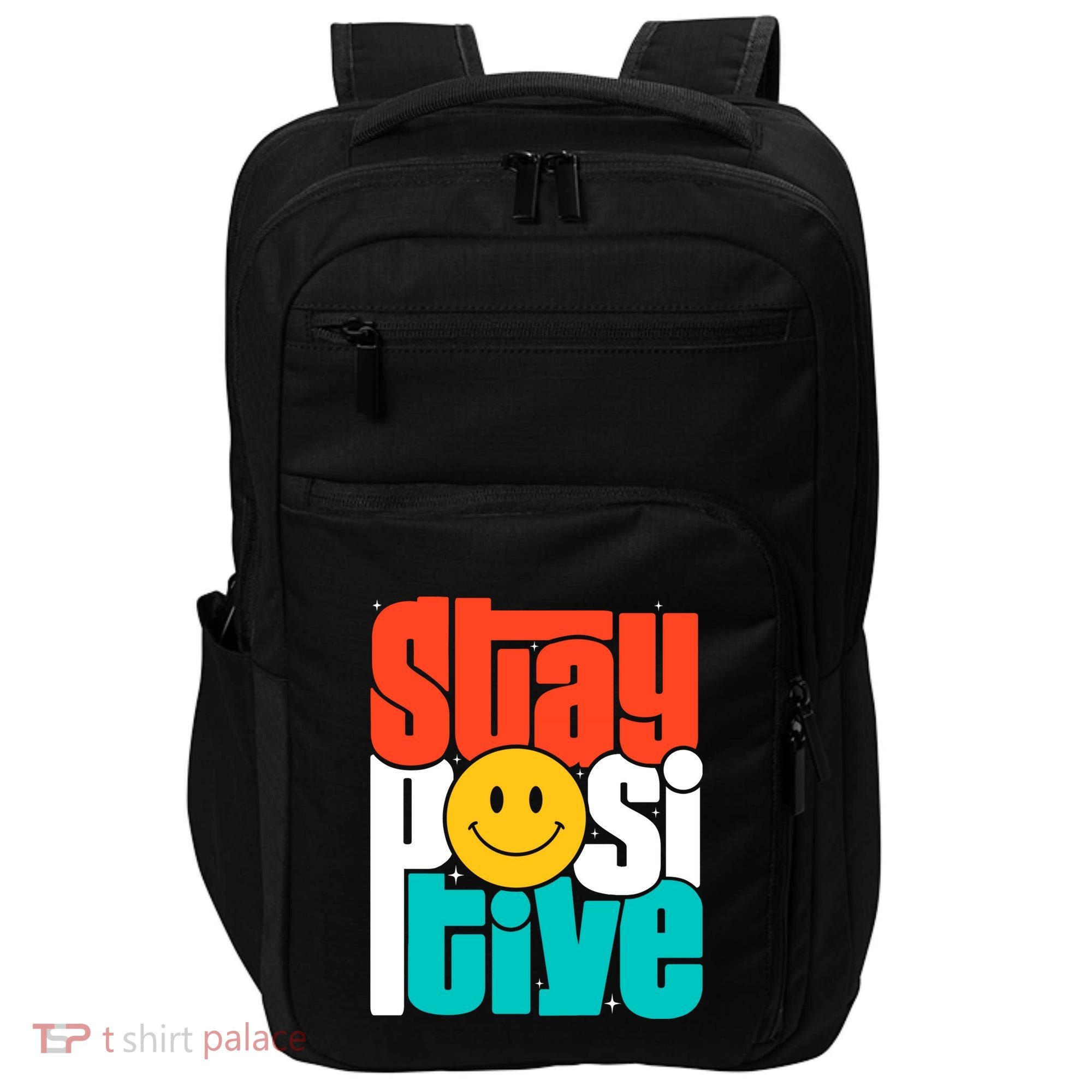 Inspirational Quote Stay Positive Yellow Smily Face Impact Tech Backpack