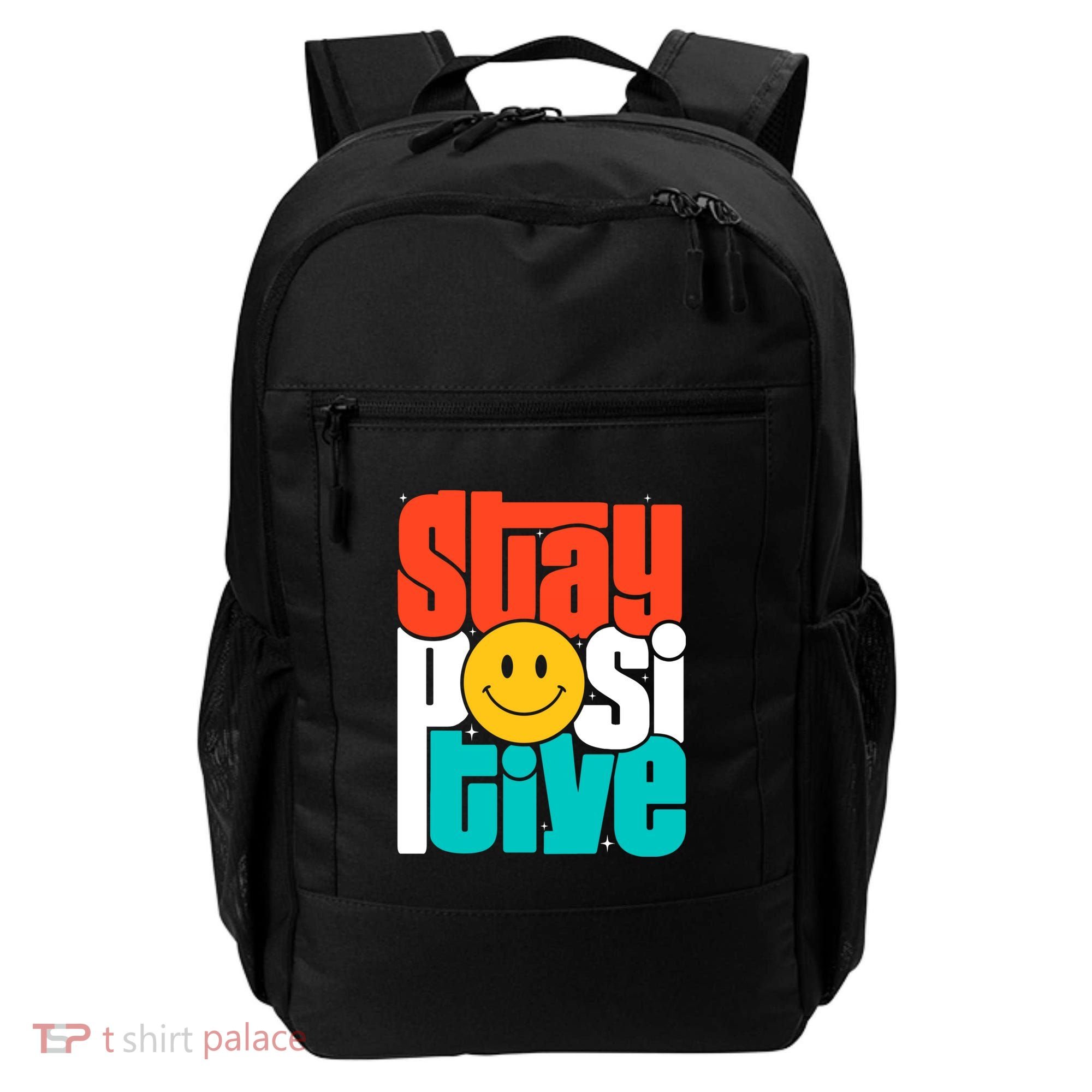 Inspirational Quote Stay Positive Yellow Smily Face Backpack