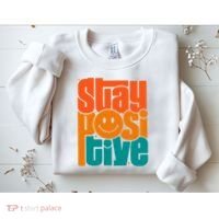 Inspirational Quote Stay Positive Yellow Smily Face Sweatshirt thumb 2