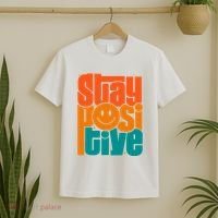 Inspirational Quote Stay Positive Yellow Smily Face T-Shirt thumb 2