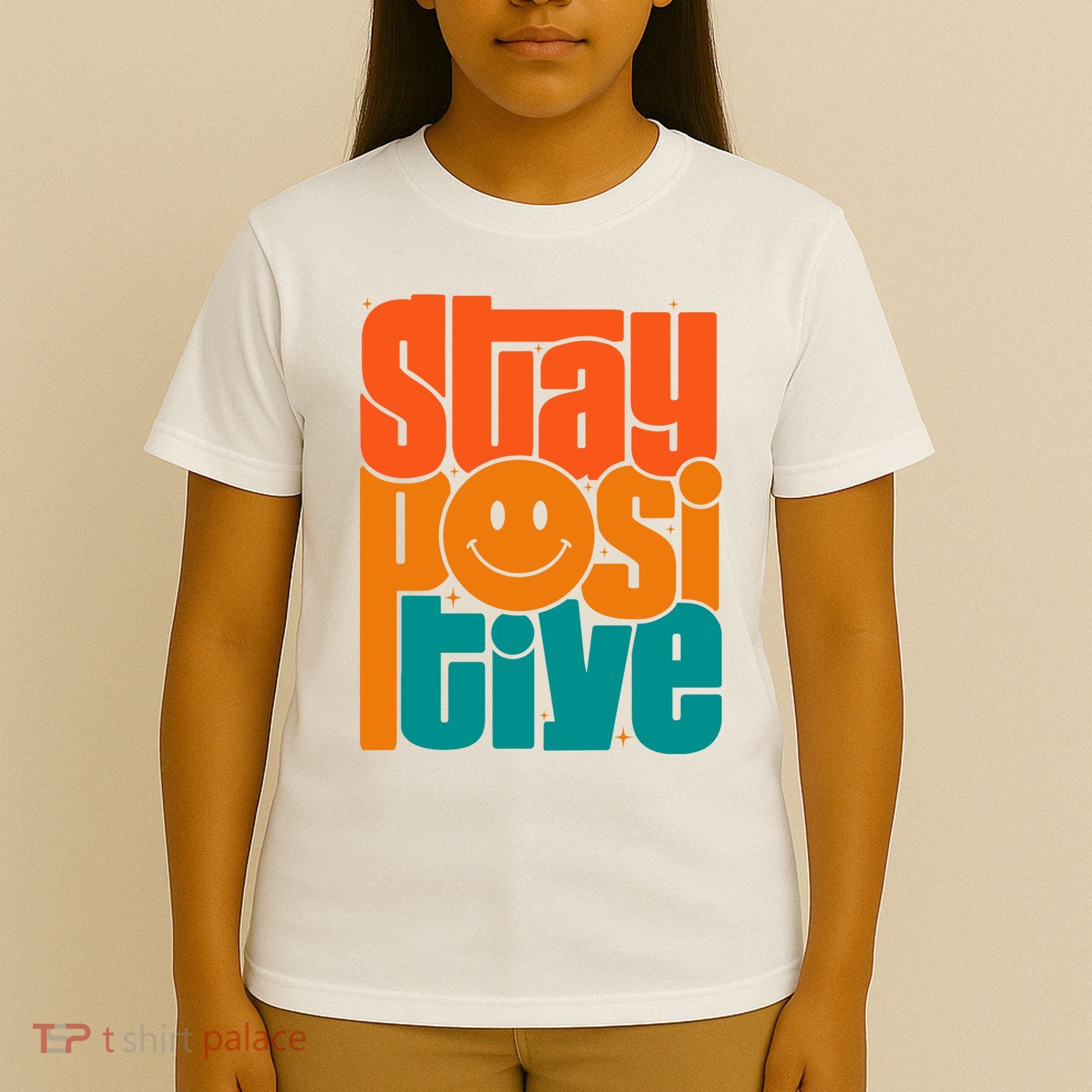 Inspirational Quote Stay Positive Yellow Smily Face T-Shirt