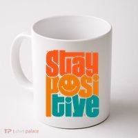 Inspirational Quote Stay Positive Yellow Smily Face Coffee Mug thumb 0