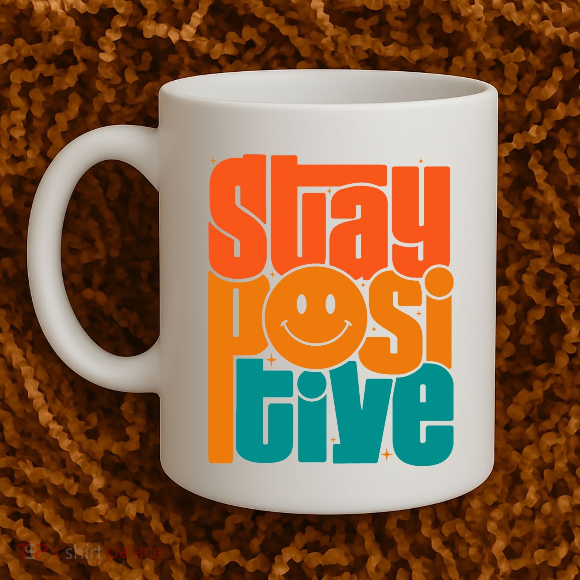 Inspirational Quote Stay Positive Yellow Smily Face Coffee Mug