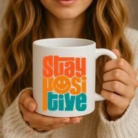 Inspirational Quote Stay Positive Yellow Smily Face Coffee Mug thumb 3
