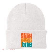Inspirational Quote Stay Positive Yellow Smily Face Beanie thumb 0