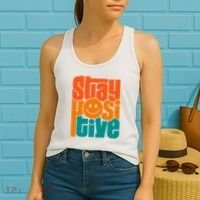 Inspirational Quote Stay Positive Yellow Smily Face Women's Tank Top thumb 2