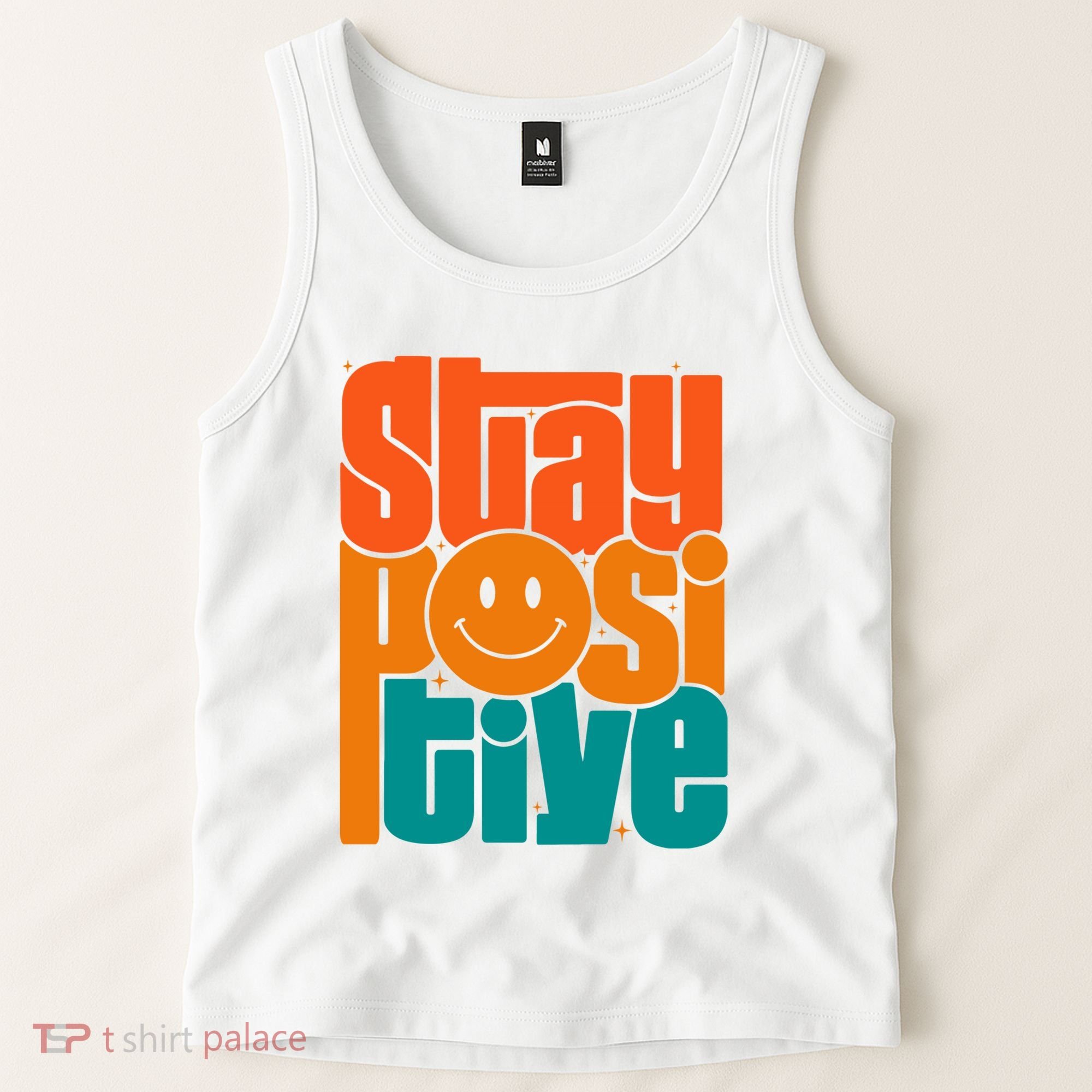 Inspirational Quote Stay Positive Yellow Smily Face Tank Top