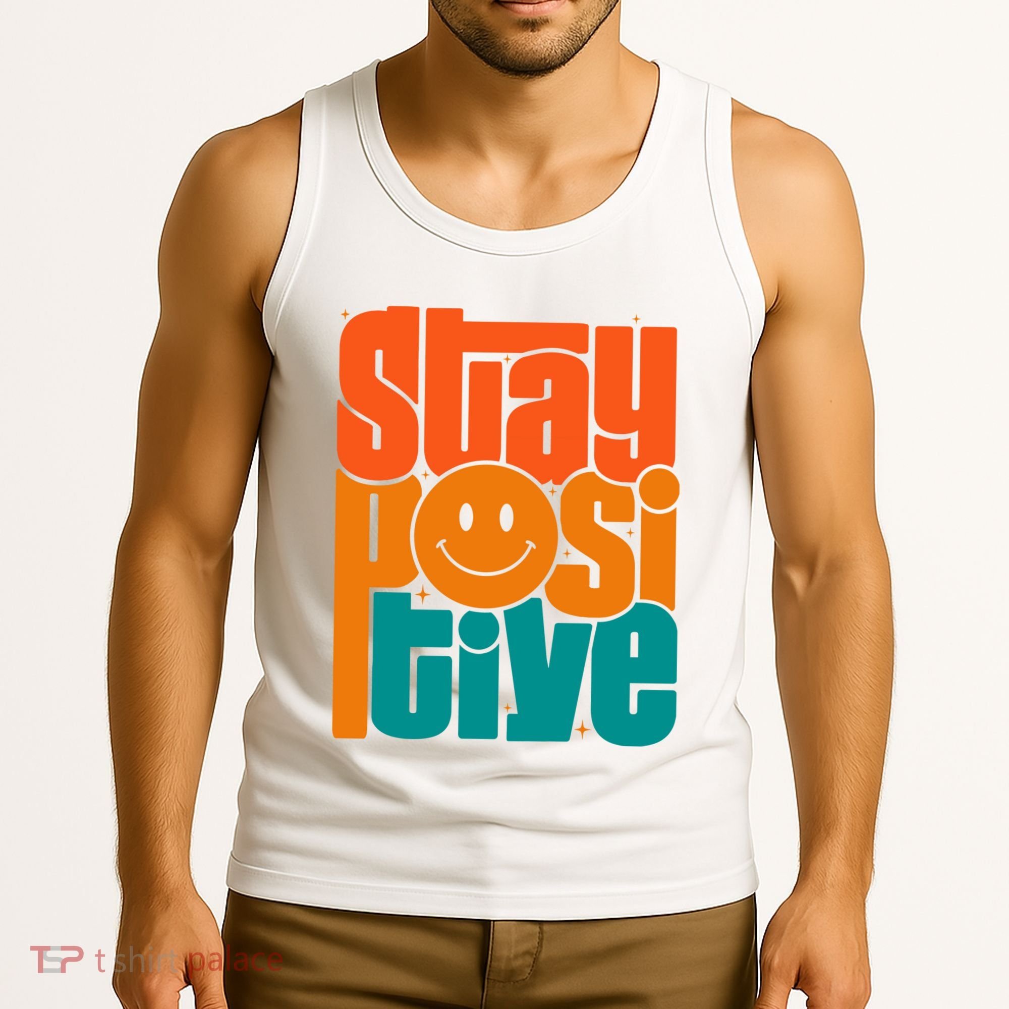 Inspirational Quote Stay Positive Yellow Smily Face Tank Top