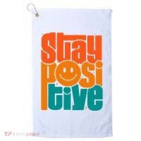 Inspirational Quote Stay Positive Yellow Smily Face Golf Towel thumb 0
