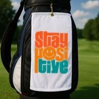 Inspirational Quote Stay Positive Yellow Smily Face Golf Towel thumb 2