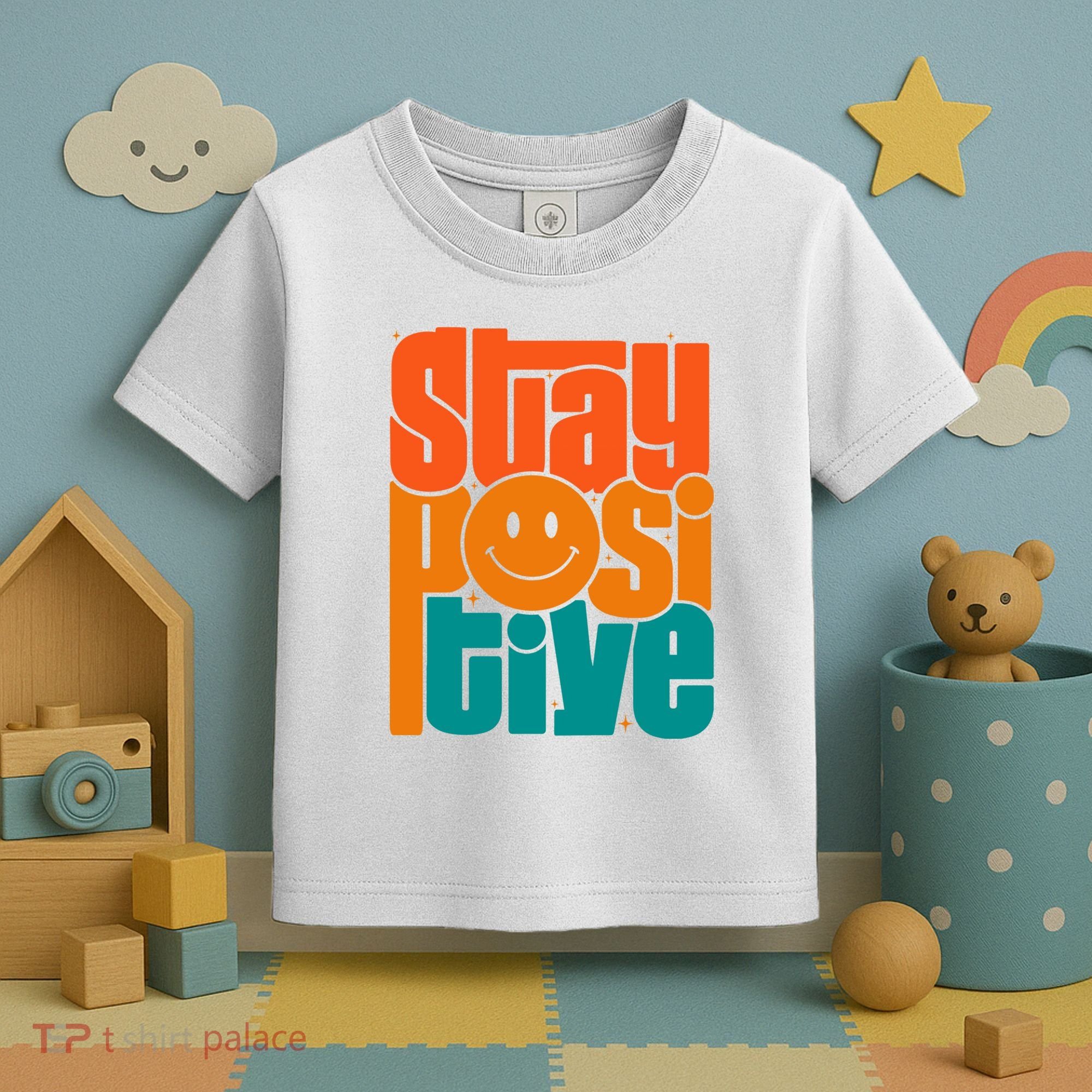 Inspirational Quote Stay Positive Yellow Smily Face Toddler T-Shirt
