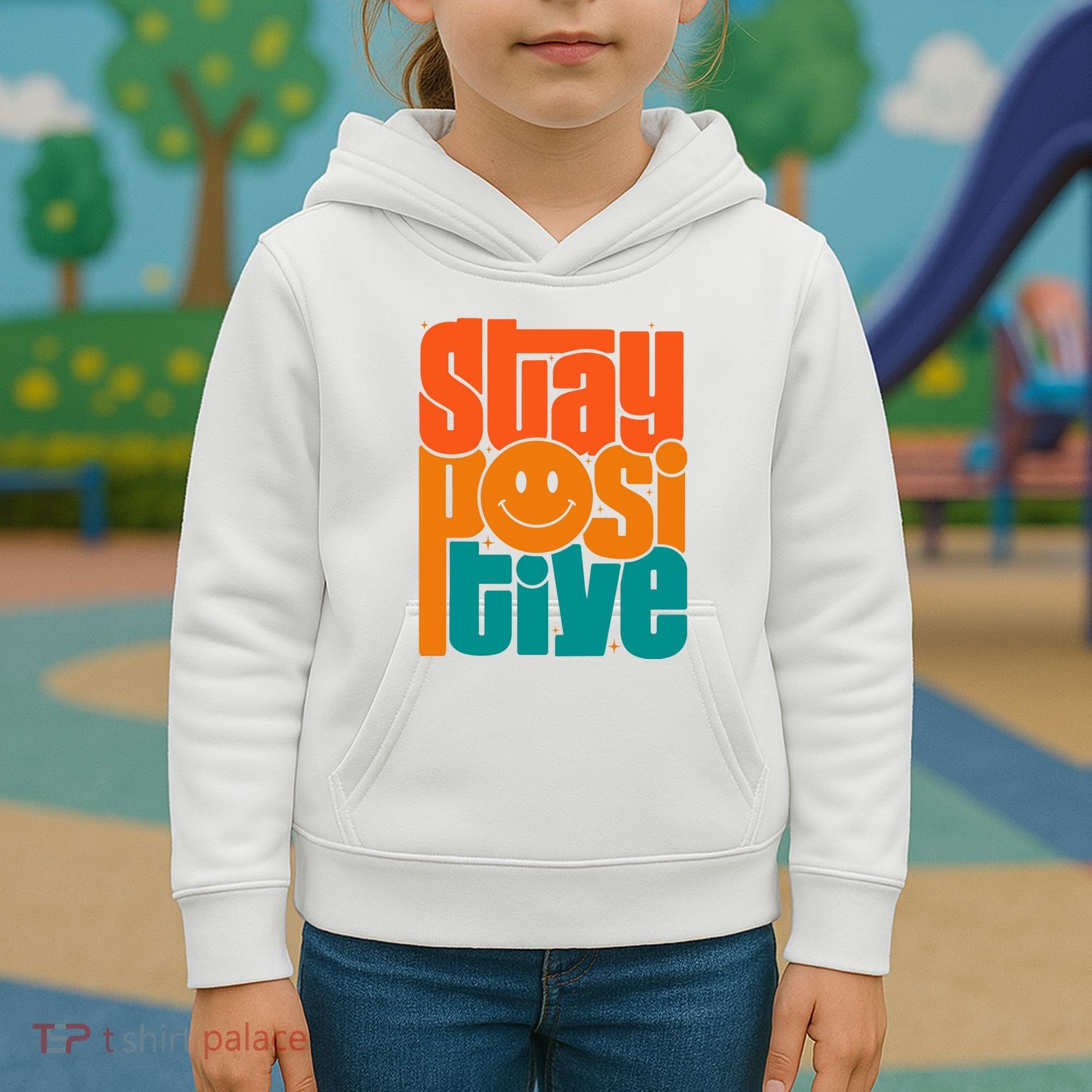 Inspirational Quote Stay Positive Yellow Smily Face Kids Hoodie