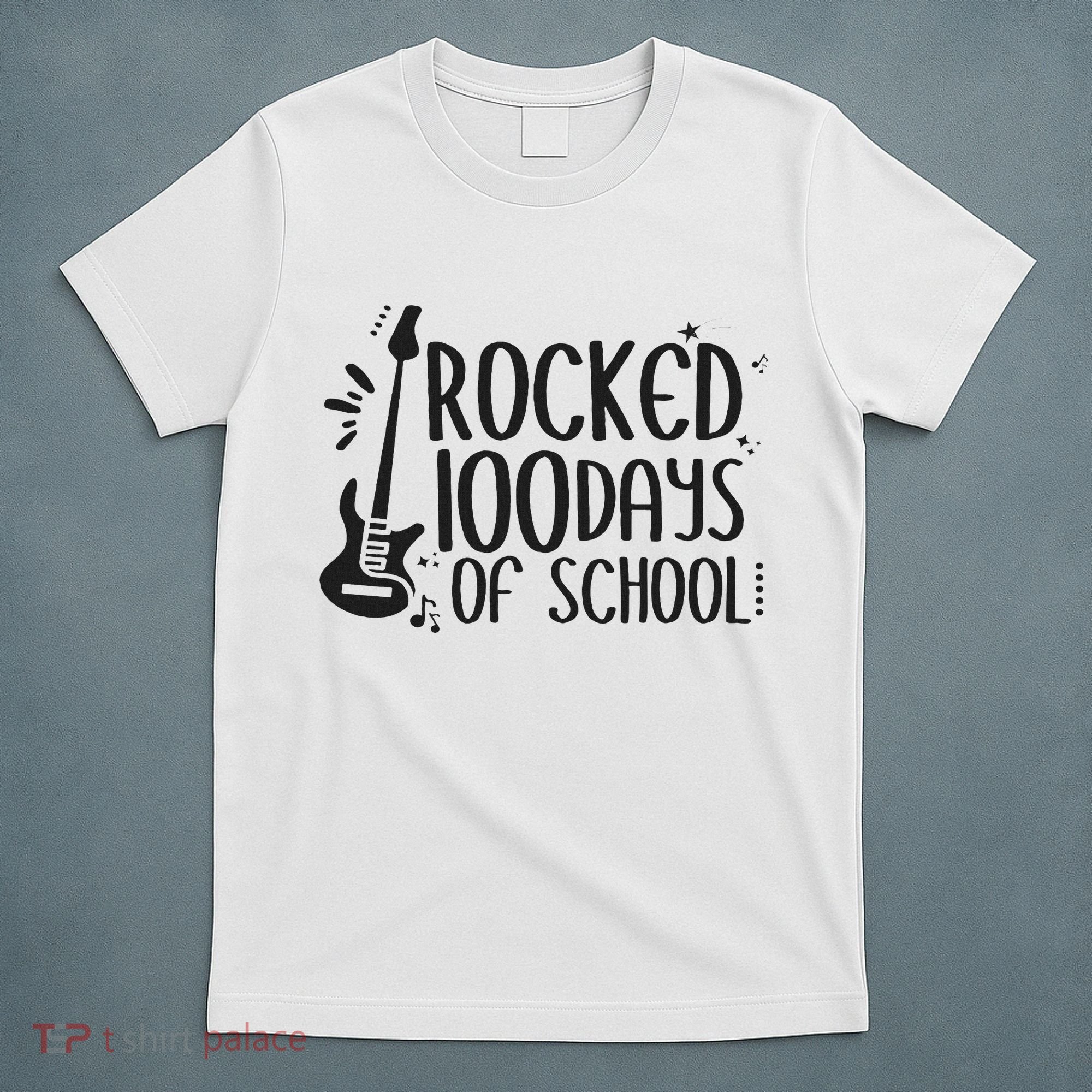 I Rocked 100 Days Of School 100th Day Guitar Music Gifts T-Shirt