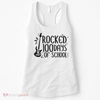 I Rocked 100 Days Of School 100th Day Guitar Music Gifts Women's Tank Top thumb 0