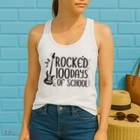 I Rocked 100 Days Of School 100th Day Guitar Music Gifts Women's Tank Top thumb 2