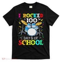 I Rocked 100 Days Of School Funny Drums Music T-Shirt thumb 0