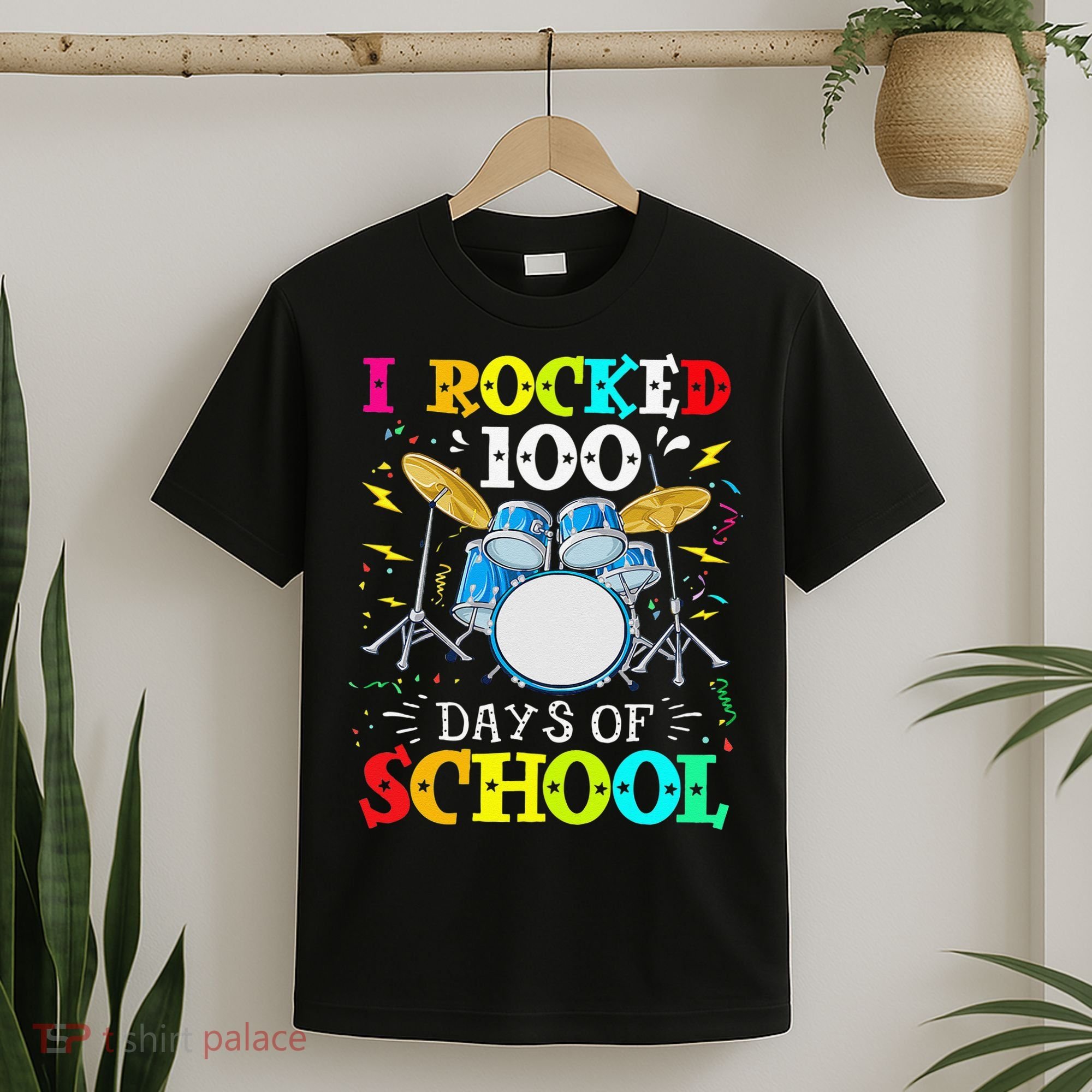 I Rocked 100 Days Of School Funny Drums Music T-Shirt