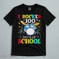 I Rocked 100 Days Of School Funny Drums Music T-Shirt thumb 5