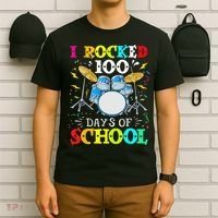 I Rocked 100 Days Of School Funny Drums Music T-Shirt thumb 6