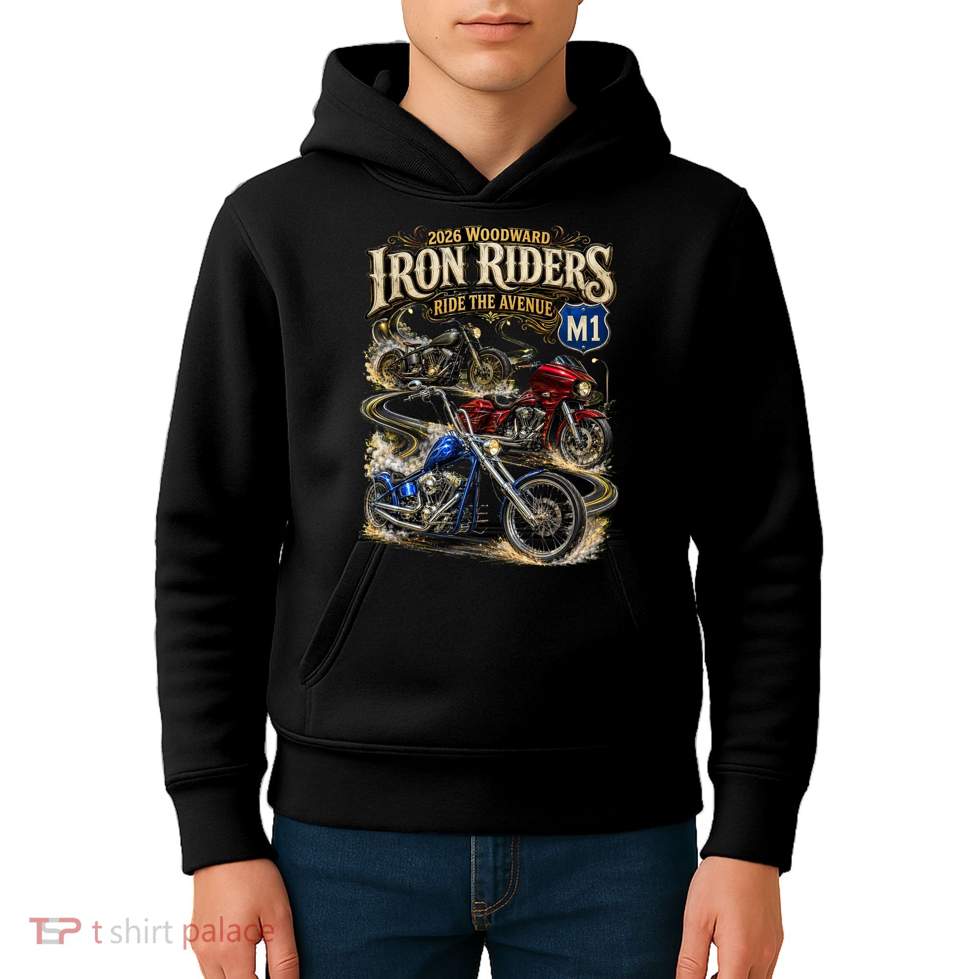 Iron Riders 2026 Woodward Ride The Avenue M1 Bikers Kids Hoodie