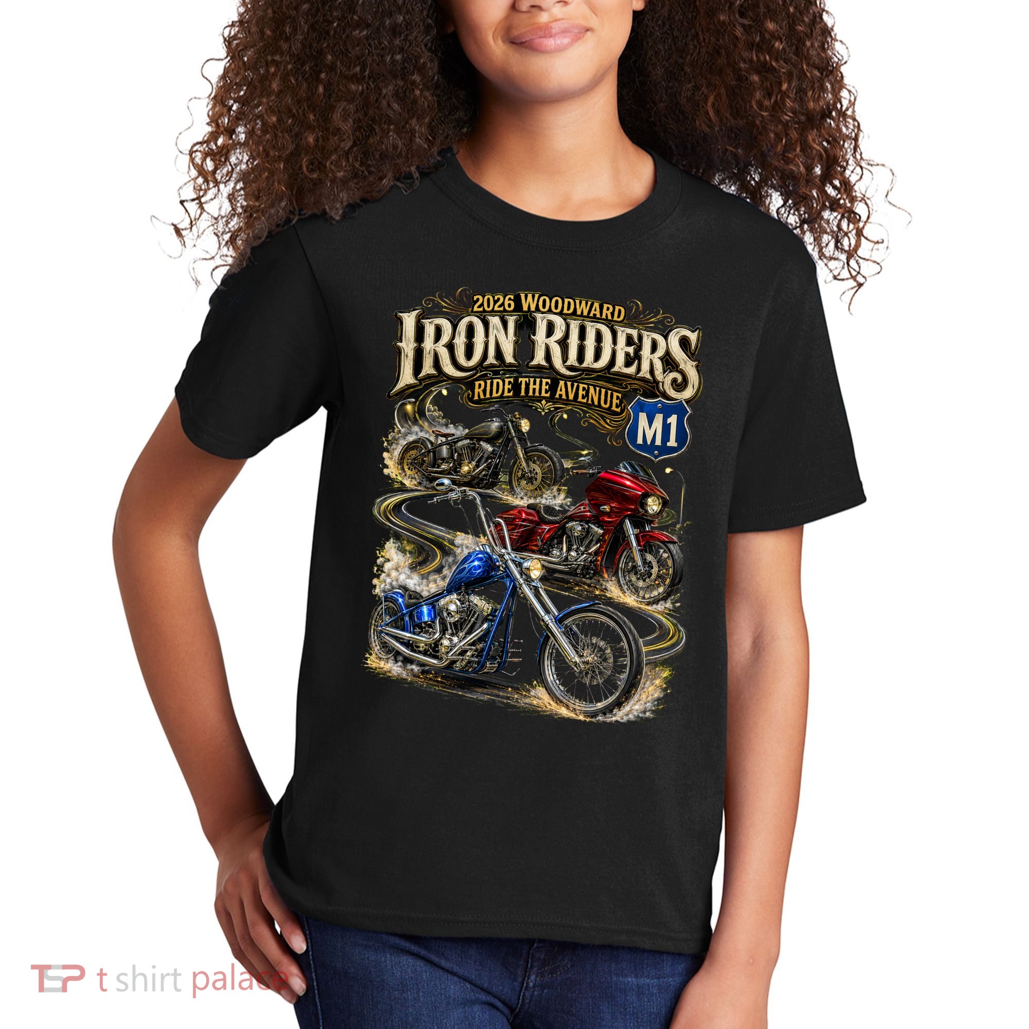 Iron Riders 2026 Woodward Ride The Avenue M1 Bikers Kids T-Shirt